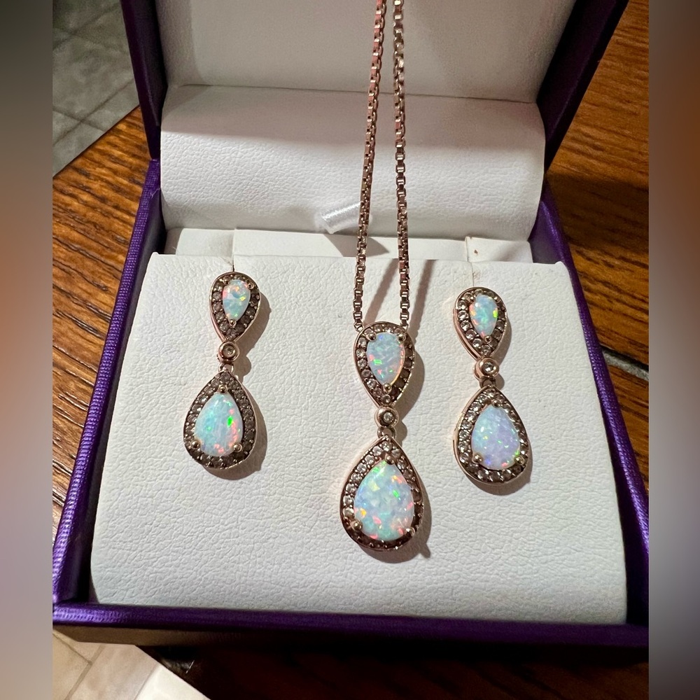 Macy's Opal and Rose Gold  Jewelry Set